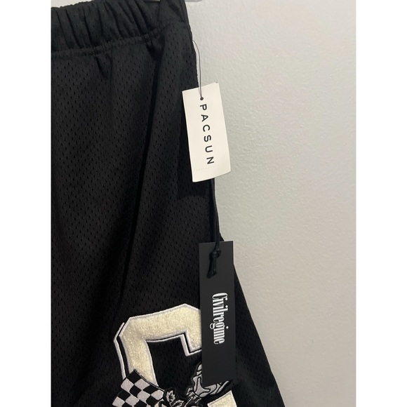 Civil Regime Civil Too Fast Mesh Basketball Shorts Men’s Medium Black Beige - Picture 11 of 16